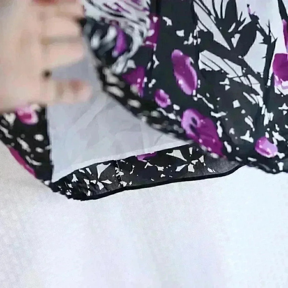 Dalia Collection Size 10 Silk/Cotton white/purple/black floral skirt - Picture 5 of 11